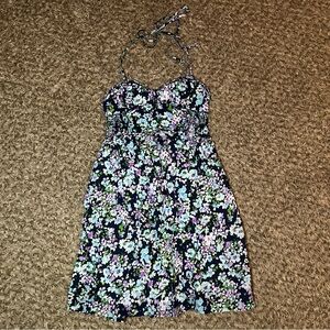 Aeropostale Summer Dress Womens S Floral Halter Sweetheart Neckline Small